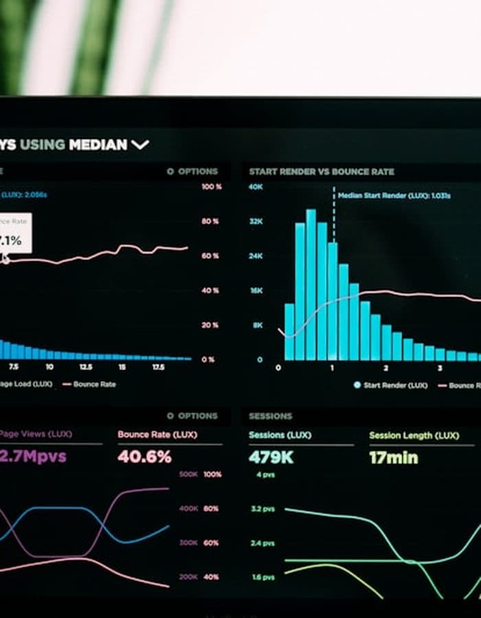 Dashboard de datos representando reportes y monitoreo